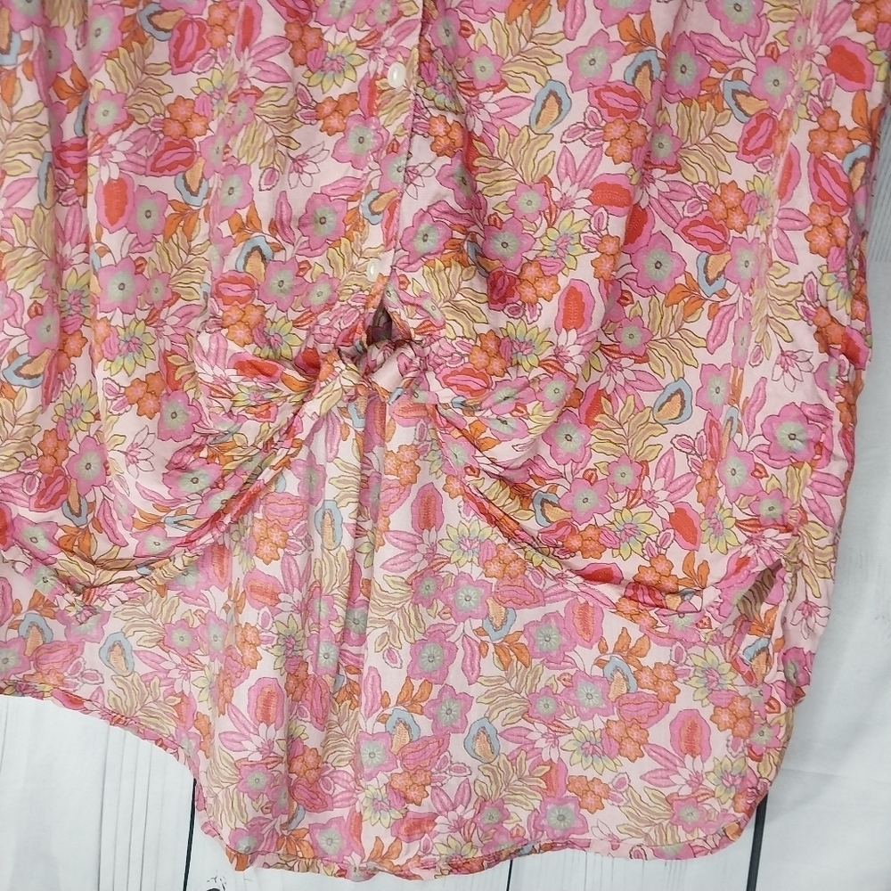 Lucky Brand Women's Pink Button Down Loose Fit Casual Boho Cottagecore Top - Picture 6 of 13